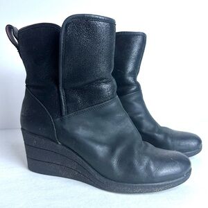 UGG Black Leather Winter Boots